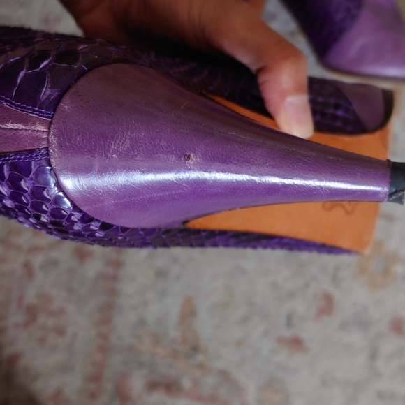 Vintage Ottorino Bossi purple snakeskin cowboy cowgirl booties 8.5 - Picture 9 of 11